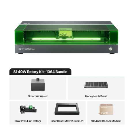 xTool xTool S1 - 40W Rotary Kit +1064 xTool xTool S1 - 40W Rotary Kit +1064