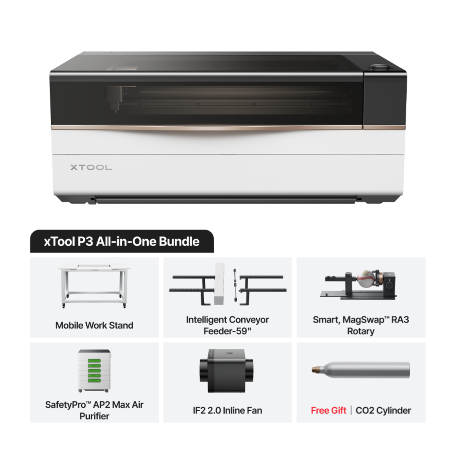 xTool P3 All-in-One Bundle – Complete 80W CO₂ Laser Set - FilRight