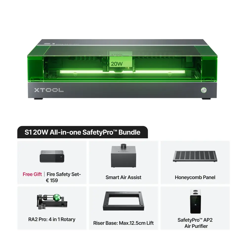 xTool xTool S1 - 20W All-in-one SafetyPro Bundle xTool xTool S1 - 20W All-in-one SafetyPro Bundle