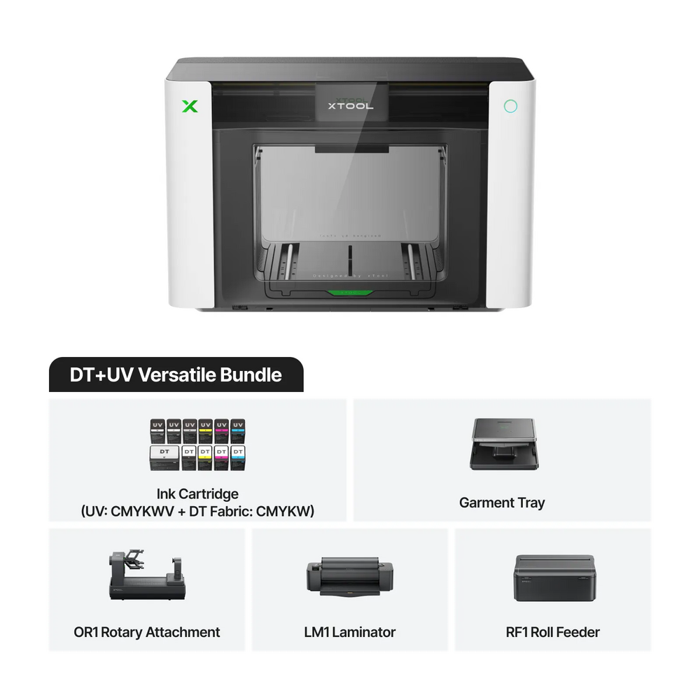 xTool xTool O1 Omni Printer - UV&DTG Versatile Bundle for UV Printing, Textile Printing, Rotary Printing and UV DTF xTool xTool O1 Omni Printer - UV&DTG Versatile Bundle for UV Printing, Textile Printing, Rotary Printing and UV DTF