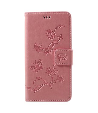 Butterfly Flowers Magneet Wallet Leren Cover met Stand Huawei P10 Lite - Roze