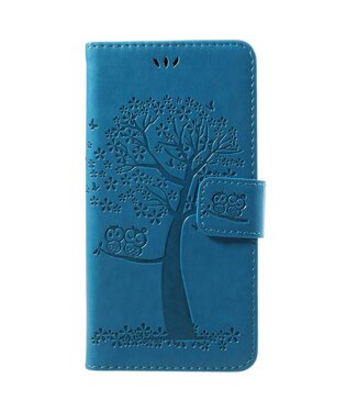 Boom Owl Magneet Wallet Leren Hoesje met Stand Huawei P10 Lite - Blauw