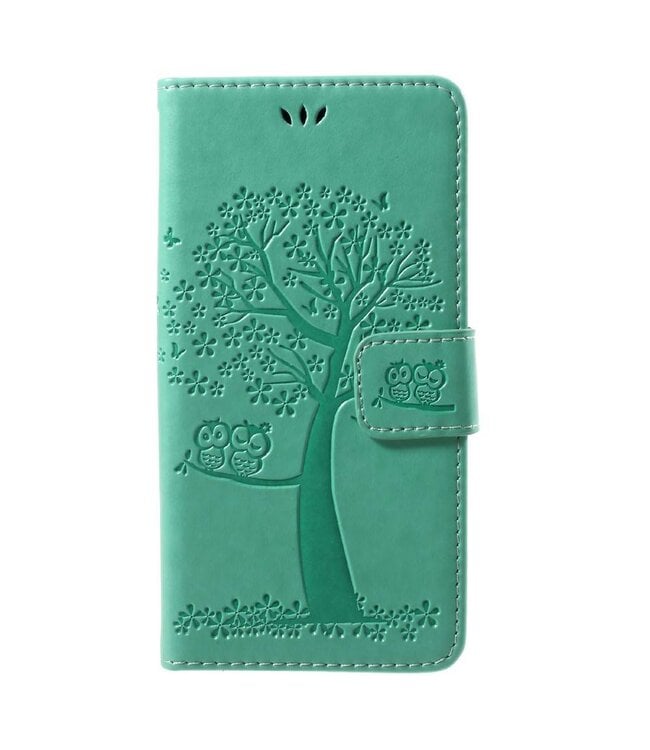 Boom Owl Magneet Wallet Leren Bescherm Cover met Stand Huawei P10 Lite - Groen