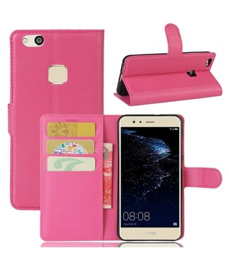 Lychee Skin Telefoon Leren Stand Hoesje Huawei P10 Lite - Roze