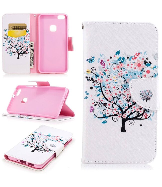 Magneet Leren Stand Cover Huawei P10 Lite - Flowered Tree