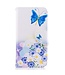 Wallet Leren Magneet Hoesje Huawei P10 Lite - Blauw Butterfly en Flowers