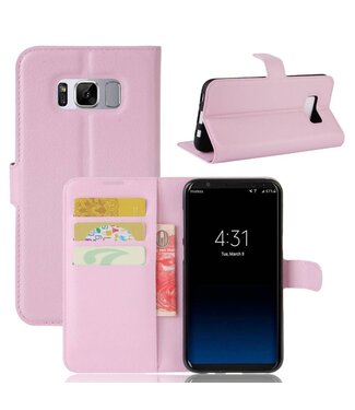 Lychee Skin Magneet Leren Stand Cover Samsung Galaxy S8 - Roze