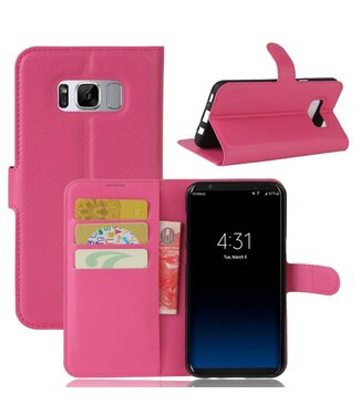 Lychee Skin Magneet Leren Stand Hoesje Samsung Galaxy S8 - Roze