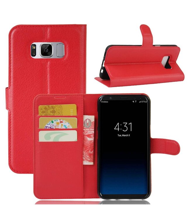 Lychee Skin Wallet Leren Magneet Hoesje Samsung Galaxy S8 - Rood