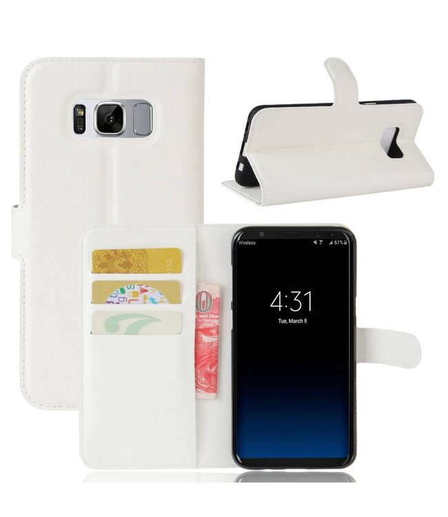Lychee Skin Wallet Leren Stand Cover Samsung Galaxy S8 - Wit