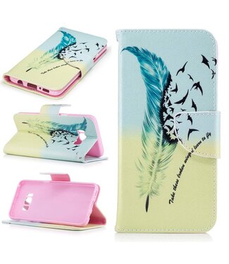 Leren Wallet Hoesje Samsung Galaxy S8 - Feather Patroon