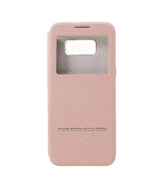 Slide to Answer View Venster Folio Leren Mobiele Telefoon Case Samsung Galaxy S8 - Roze