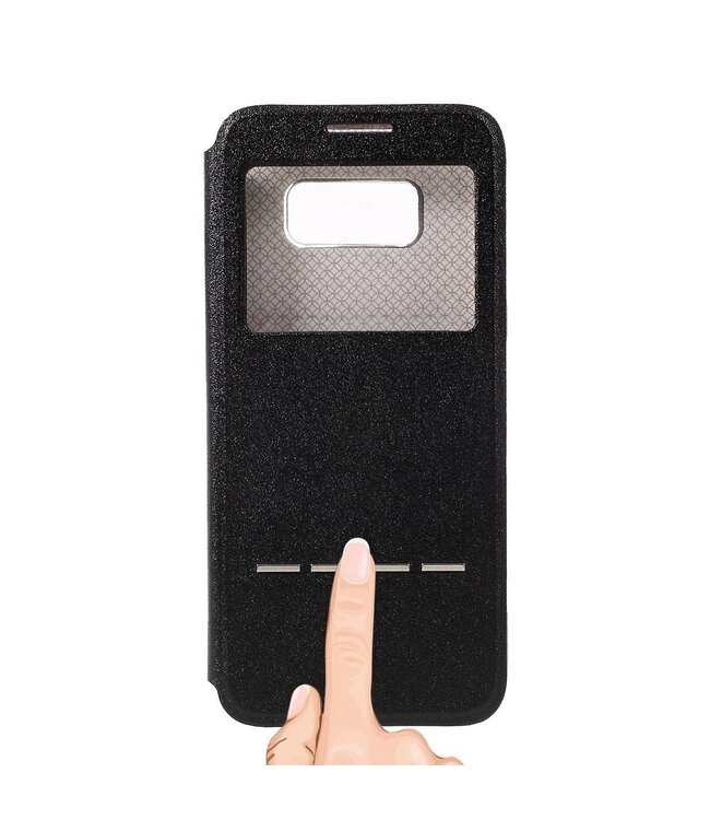View Venster Touch Slide Leren Flip Hoesje Samsung Galaxy S8 - Zwart