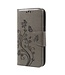 Imprinted Flora Butterflies Wallet Leren Cover Stand Samsung Galaxy S8 - Grijs