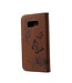 Imprinted Butterfly Flowers Wallet Leren Stand Cover Hoesje Samsung Galaxy S8 - Bruin
