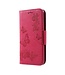 Imprinted Butterfly Flowers Stand Wallet Leren Cover Samsung Galaxy S8 - Roze