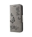 Imprinted Butterfly Flowers Wallet Leren Telefoon Hoesje Samsung Galaxy S8 - Grijs