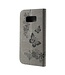 Imprinted Butterfly Flowers Wallet Leren Telefoon Hoesje Samsung Galaxy S8 - Grijs
