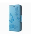 Imprinted Butterfly Flowers Wallet Leren Telefoon Cover Samsung Galaxy S8 - Blauw