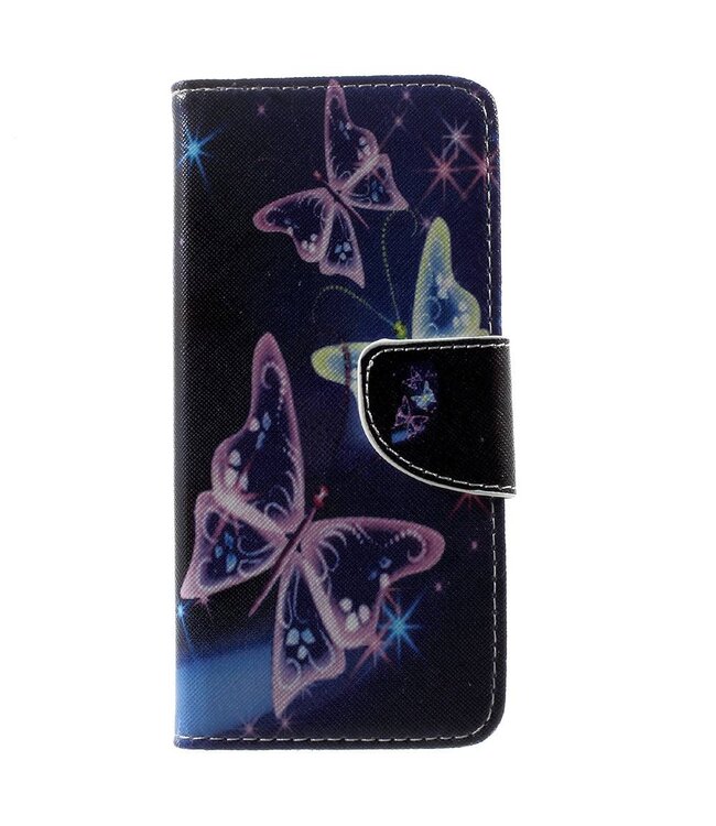 Samsung Galaxy S8 Wallet Leren Telefoon Hoesje - Shiny Butterflies