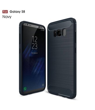 Carbon Fibre Brushed TPU Backcover Hoesje Samsung Galaxy S8 - Donker Blauw