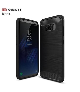 Carbon Fibre Brushed TPU Hoesje Samsung Galaxy S8 - Zwart
