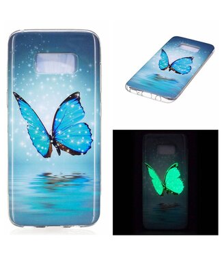 Samsung Galaxy S8 Luminous Bescherm TPU Hoesje - Shining Blauw Butterfly