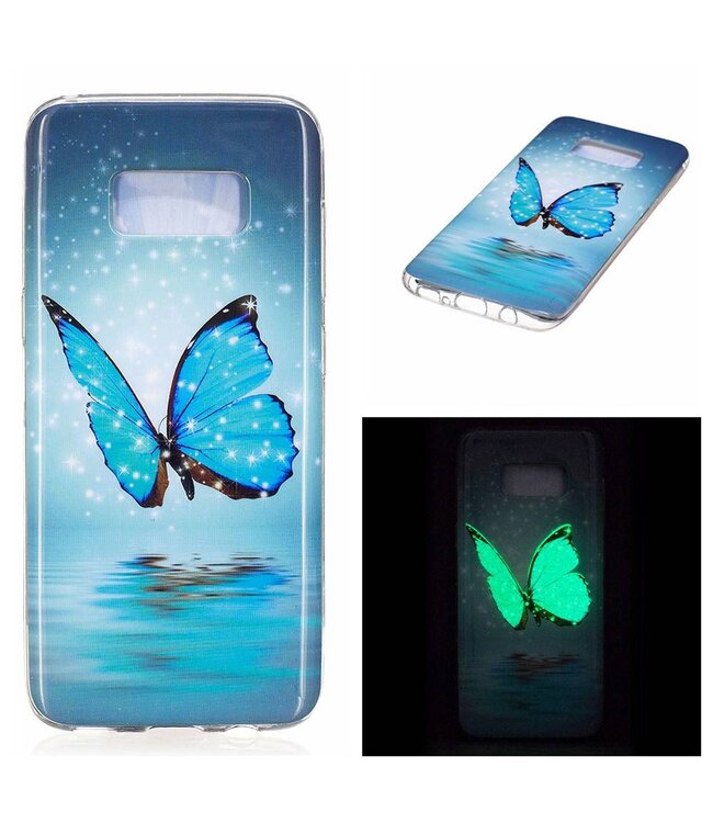 Samsung Galaxy S8 Luminous IMD Bescherm TPU Hoesje - Shining Blauw Butterfly