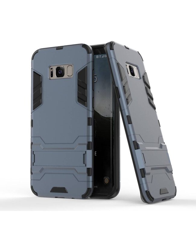 Hardcase + TPU Kickstand Telefoon Hoesje Samsung Galaxy S8 - Donker Blauw