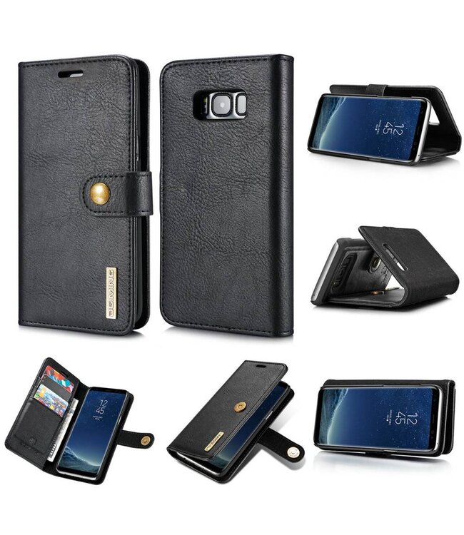 DG.Ming Samsung Galaxy S8 Detachable 2 in 1 Wallet Split Leren Telefoon Hoesje - Zwart