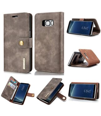 Movable 2 in 1 Split Leren Wallet Telefoon Hoesje Samsung Galaxy S8 - Koffie