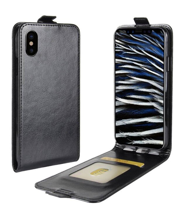 Verticale Flipcover Hoesje iPhone X - Zwart