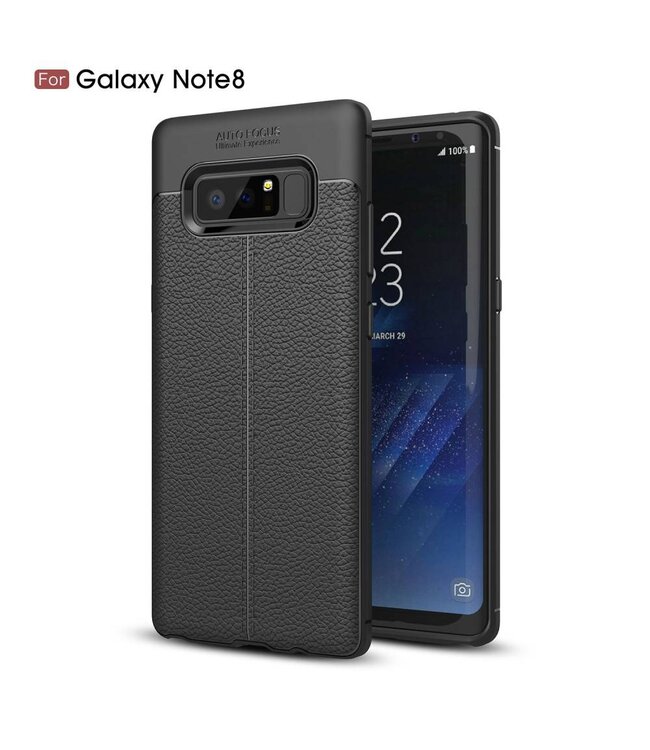 Litchi TPU Hoesje Samsung Galaxy Note 8 - Zwart