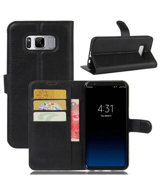 Litchi Bookcase Hoesje Samsung Galaxy S8 Plus - Zwart