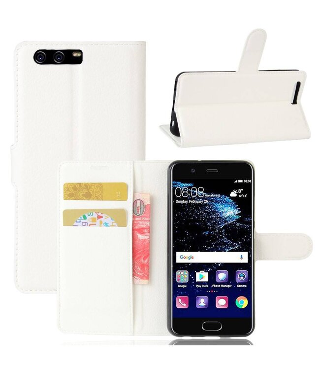 Litchi Bookcase Hoesje Huawei P10 - Wit