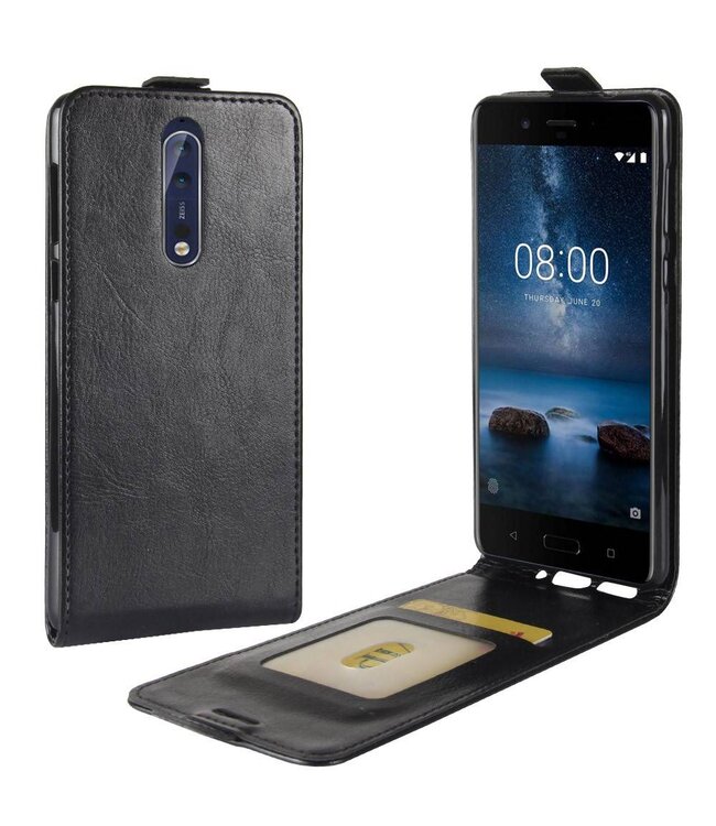 Flipcase Hoesje met Pasjeshouder Nokia 8 - Zwart