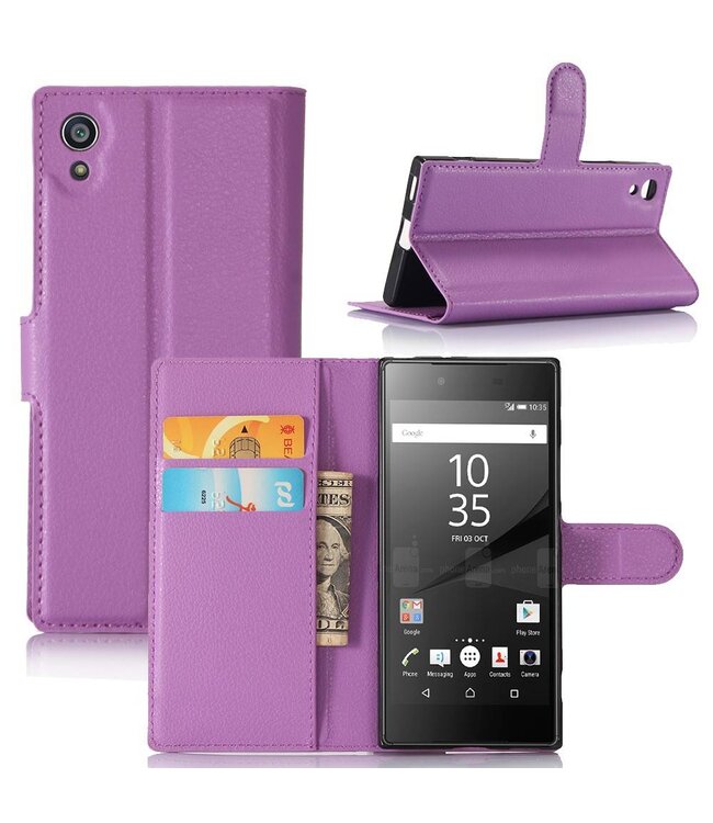 Litchi Bookcase Hoesje Sony Xperia XA1 - Paars