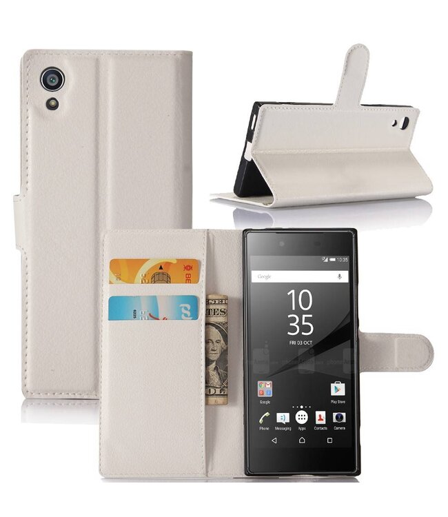 Litchi Bookcase Hoesje Sony Xperia XA1 - Wit