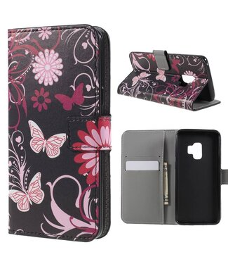 Bookcase Hoesje Samsung Galaxy S9 - Roze Vlinders