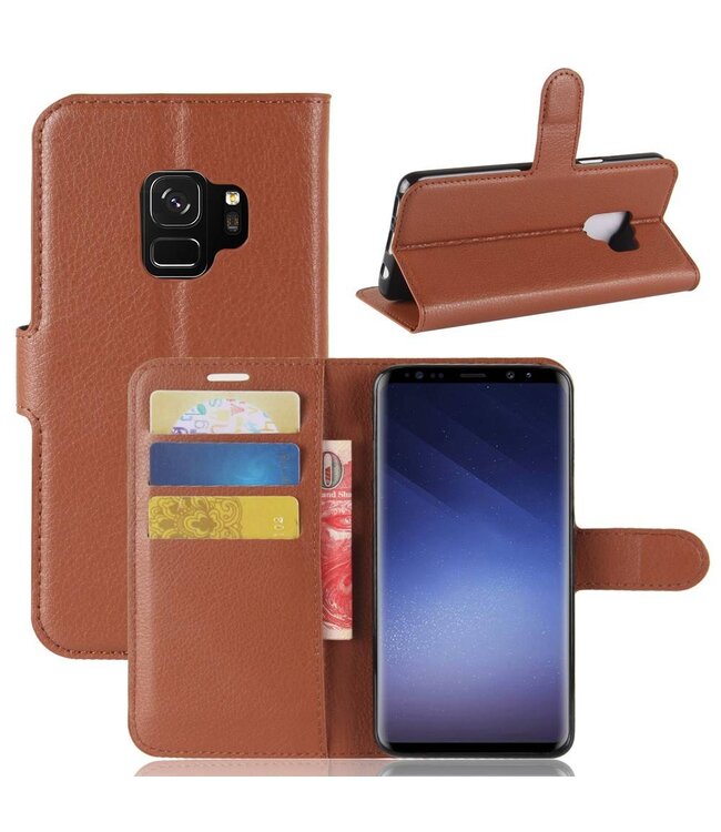 Litchee Bookcase Hoesje voor de Samsung Galaxy S9 - Bruin