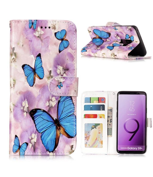 Blauwe vlinders Bookcase Hoesje Samsung Galaxy S9 Plus