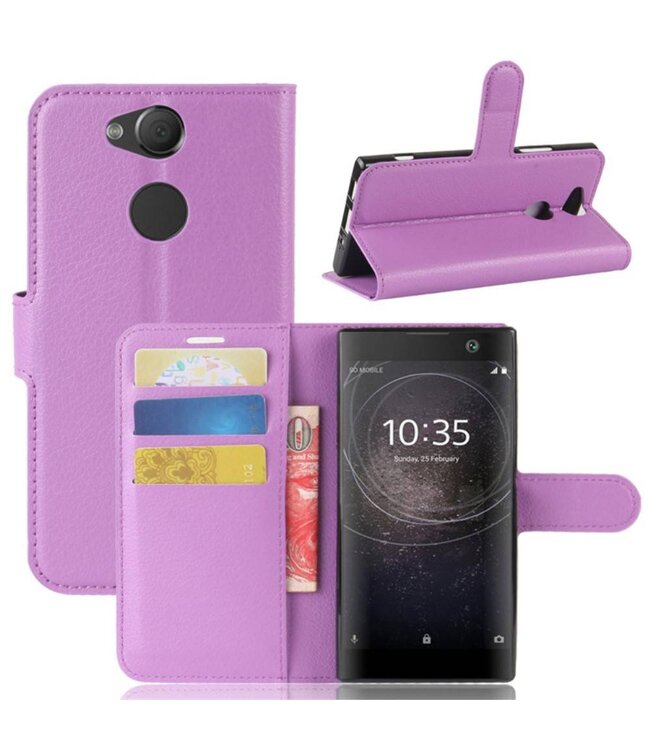 Paars Litchee Bookcase Hoesje Sony Xperia XA2