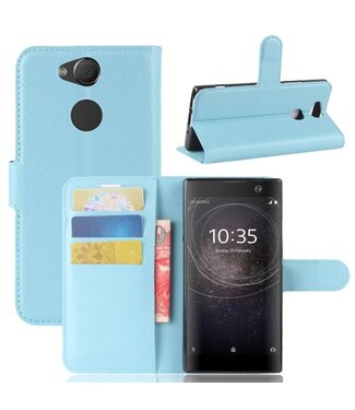 Blauw Litchee Bookcase Hoesje Sony Xperia XA2