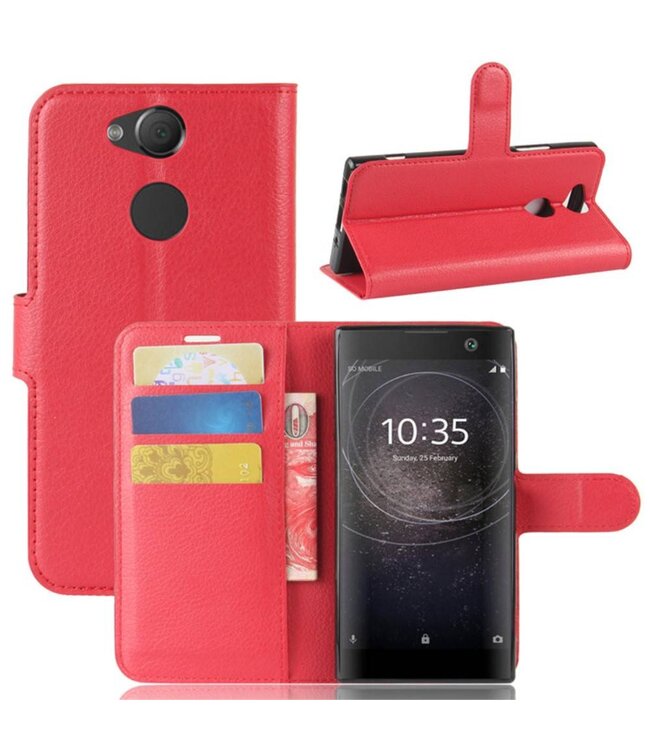 Rood Litchee Bookcase Hoesje Sony Xperia XA2