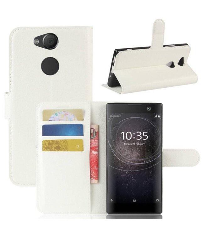 Wit Litchee Bookcase Hoesje Sony Xperia XA2