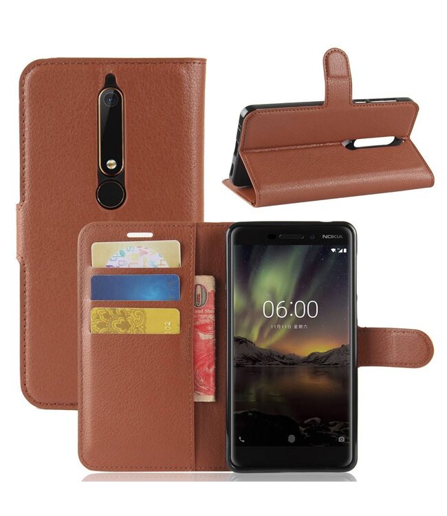 Bruin Litchee Bookcase Hoesje Nokia 6.1