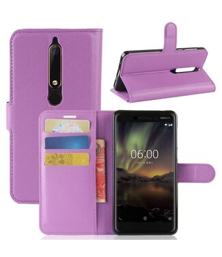 Paars Litchee Bookcase Hoesje Nokia 6.1