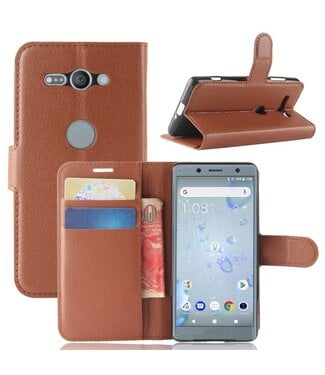 Bruin Litchee Bookcase Hoesje Sony Xperia XZ2 Compact