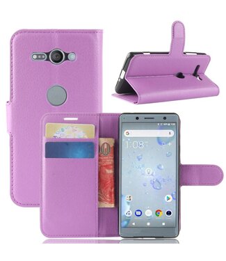 Paars Litchee Bookcase Hoesje Sony Xperia XZ2 Compact