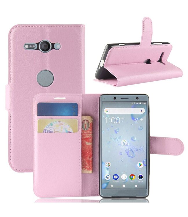 Roze Litchee Bookcase Hoesje Sony Xperia XZ2 Compact